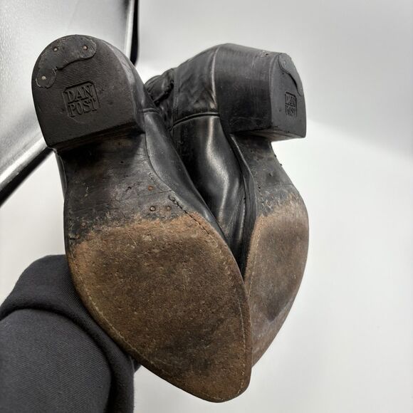 Dan Post Embroidered Black Leather Cowboy Boots Men’s 7 Vintage - Picture 12 of 12